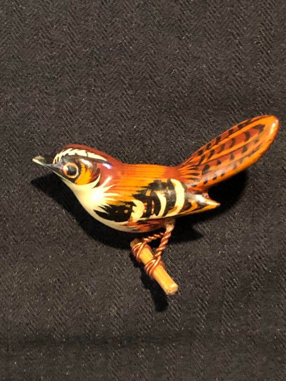 Takahashi Vintage Bird Brooch Pin Multicolor 1 3/4 in
